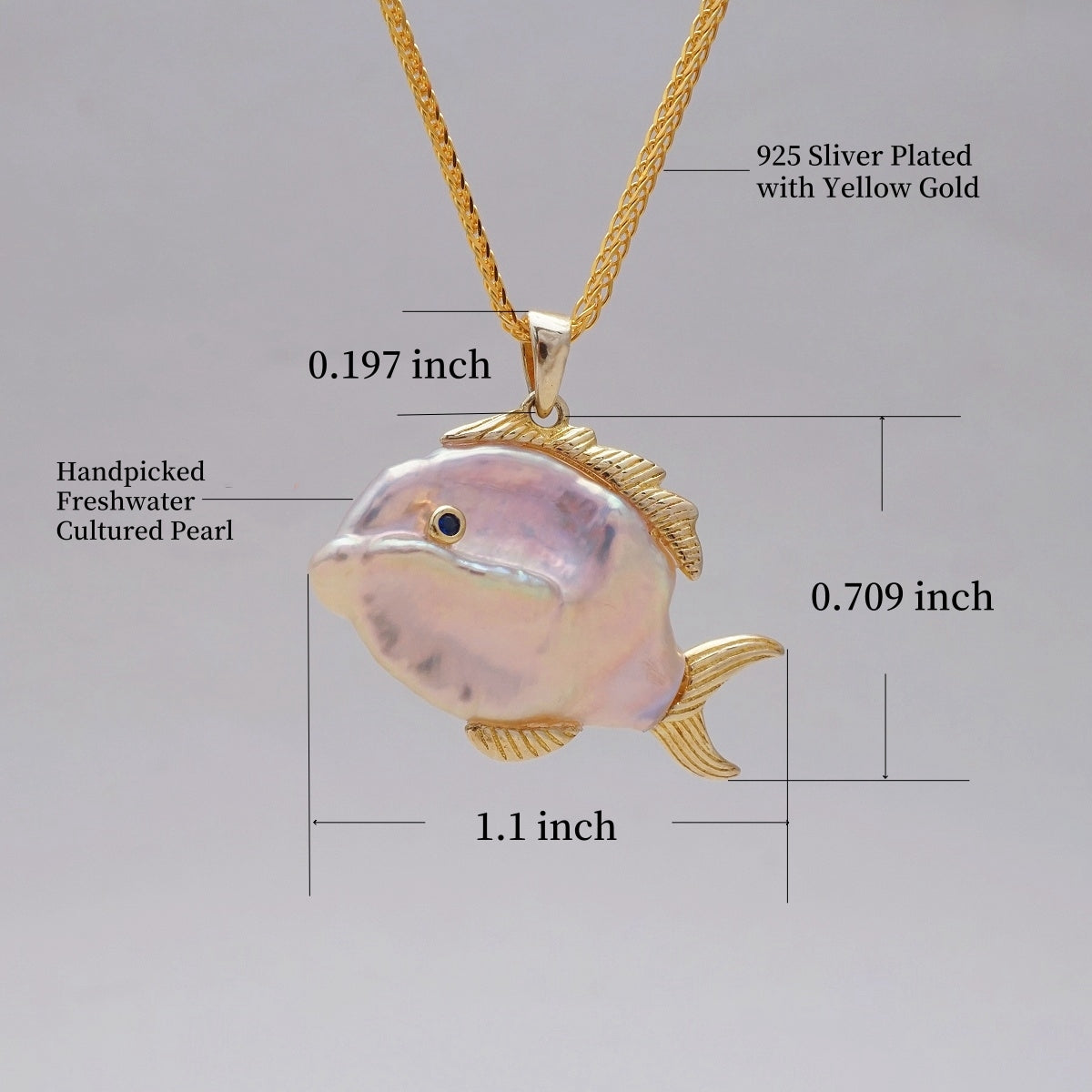 Handcrafted Baroque Pearl Fish Pendant Necklace