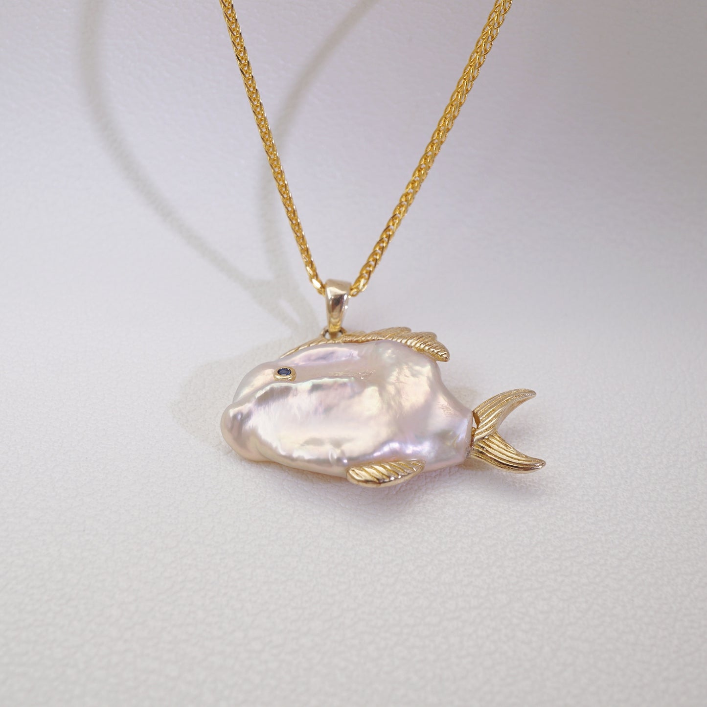 Handcrafted Baroque Pearl Fish Pendant Necklace