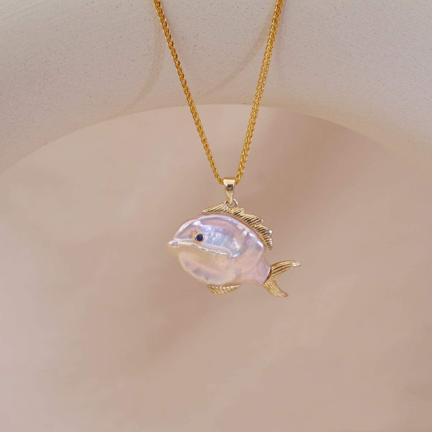 Handcrafted Baroque Pearl Fish Pendant Necklace