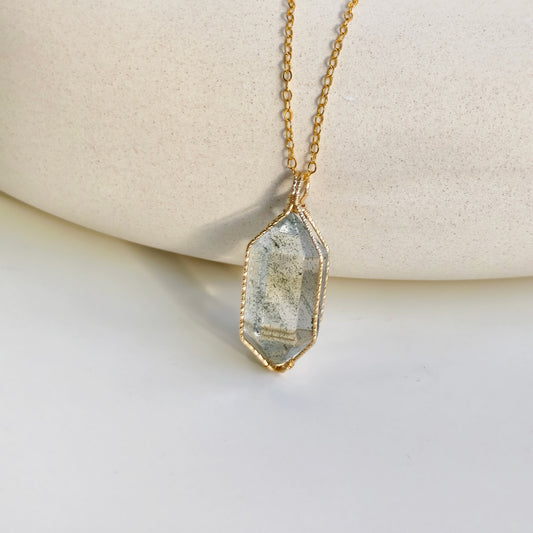 Green Phantom Quartz Necklace No.001