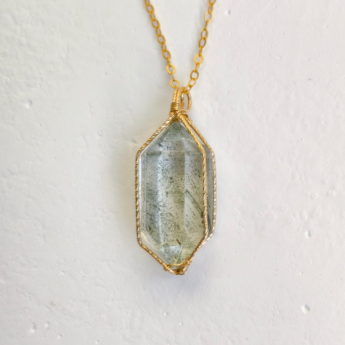 Green Phantom Quartz Necklace No.001