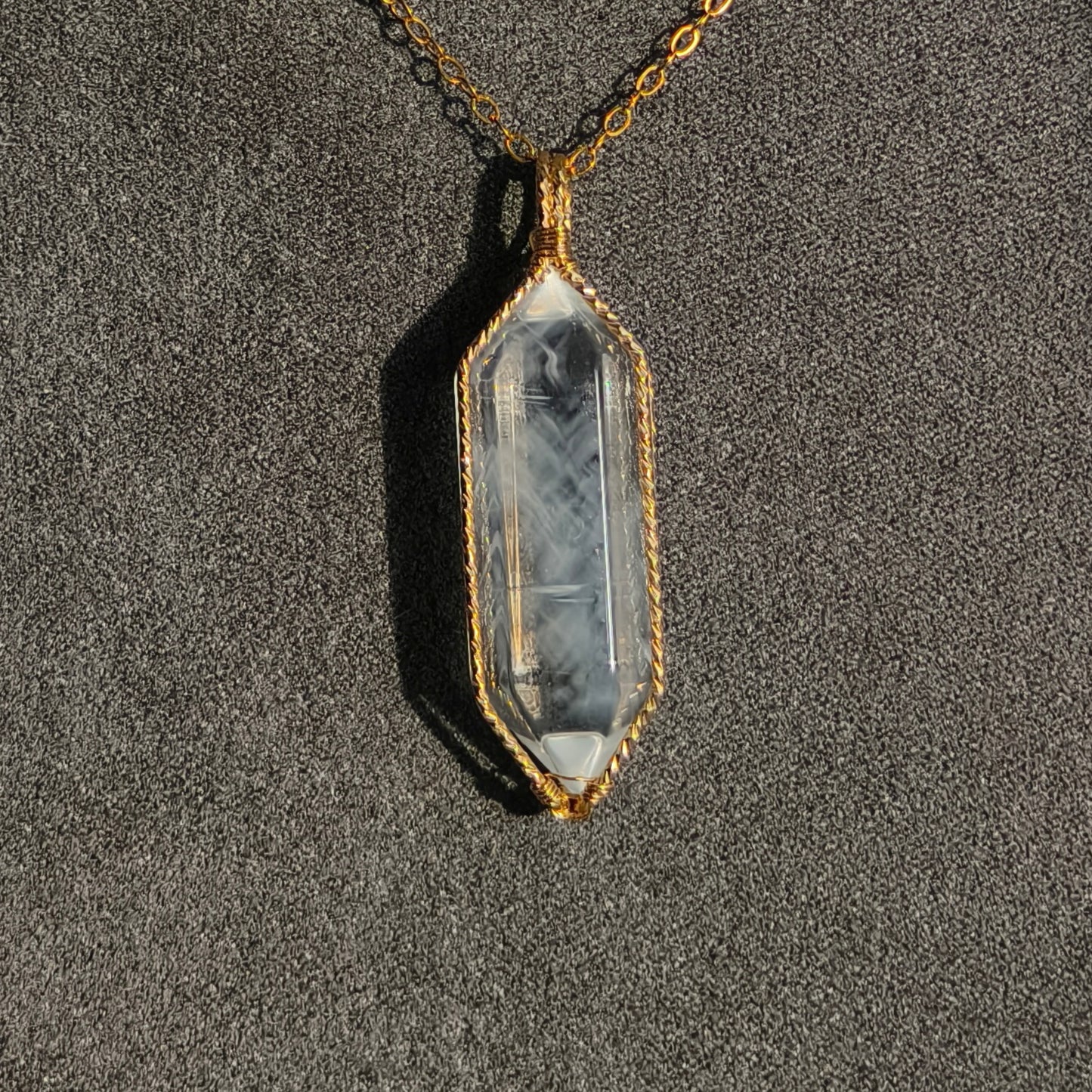 Nature Crystal With Blue Needles Necklace No.001