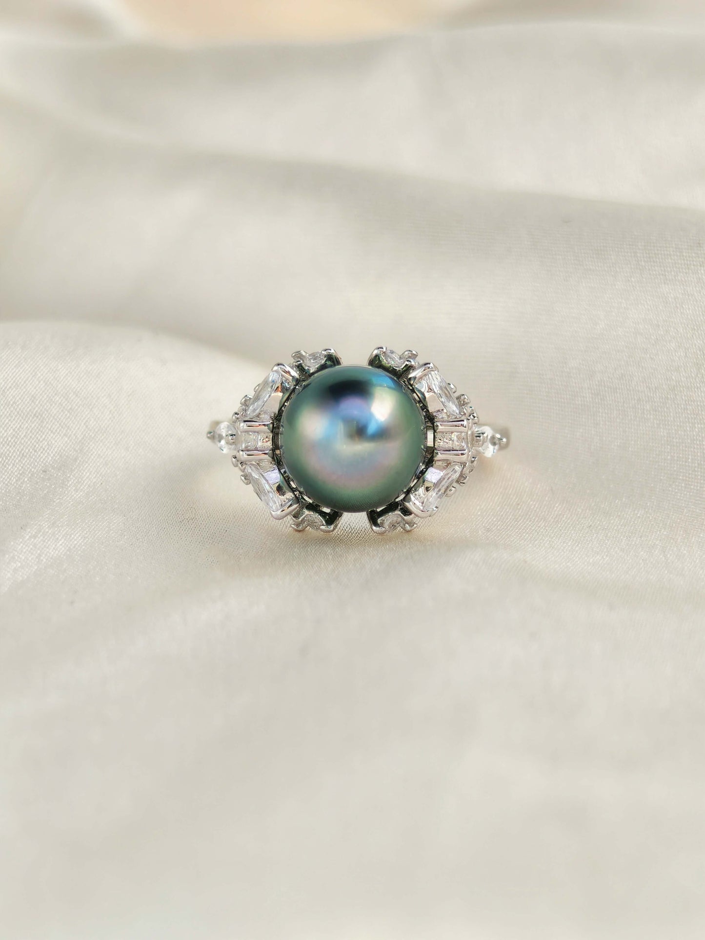 Tahiti Pearl Ring 925 Sterling Silver - R241220a