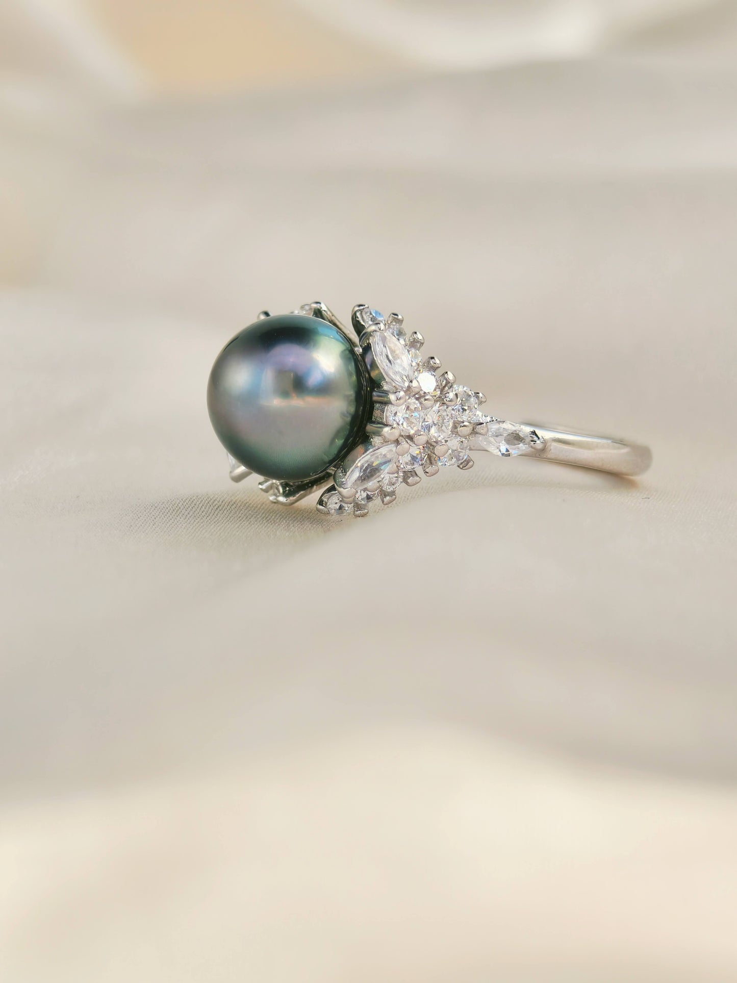 Tahiti Pearl Ring 925 Sterling Silver - R241220a