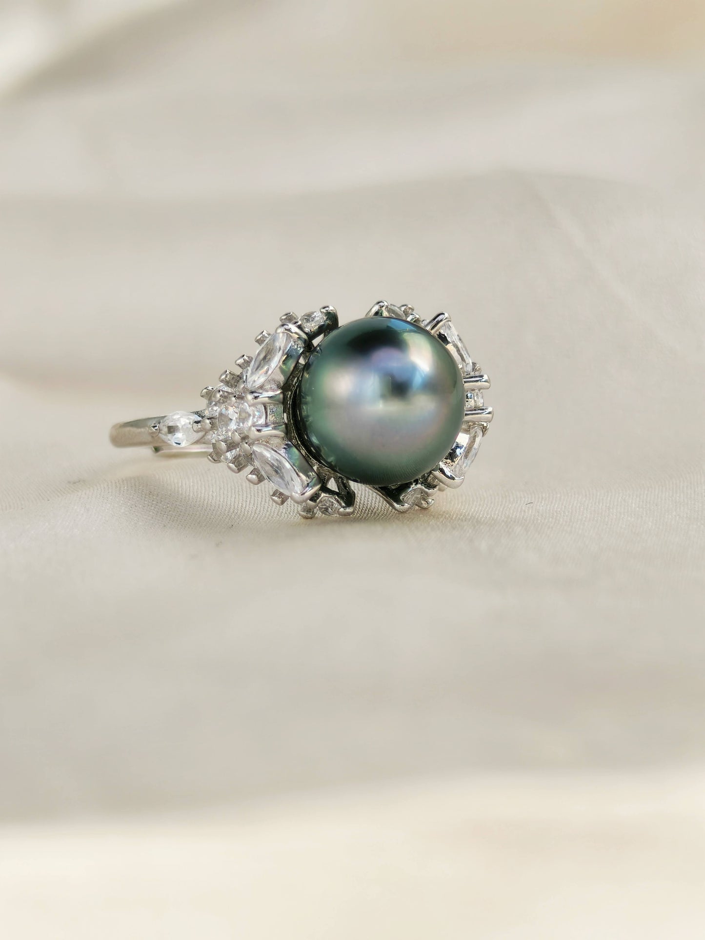 Tahiti Pearl Ring 925 Sterling Silver - R241220a