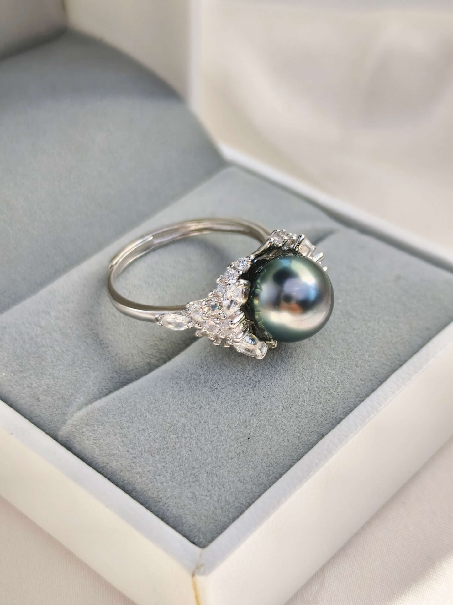 Tahiti Pearl Ring 925 Sterling Silver - R241220a