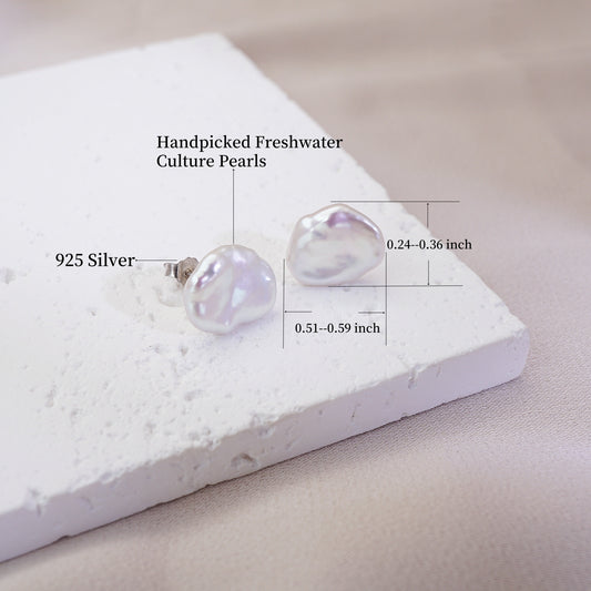 Petal-Shaped Pearl Stud Earrings