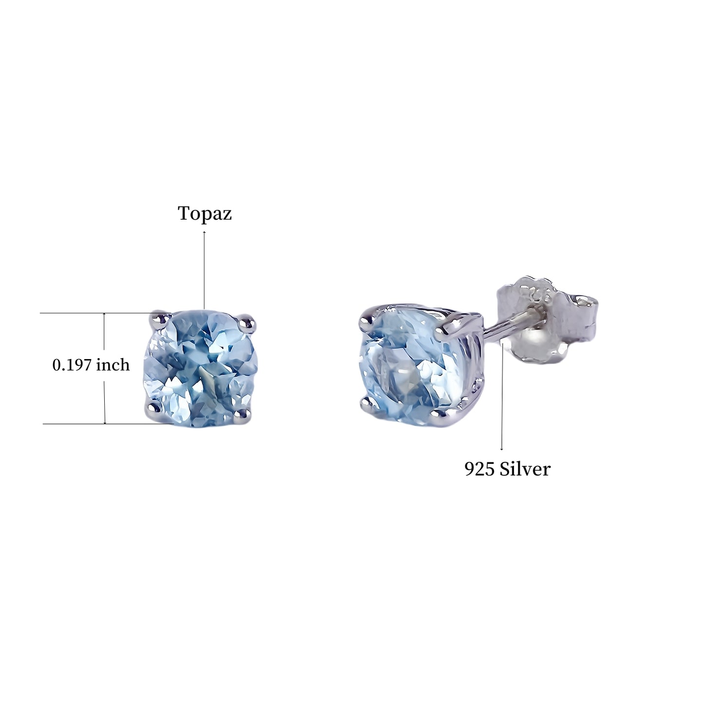 Topaz Stud Earrings 5mm